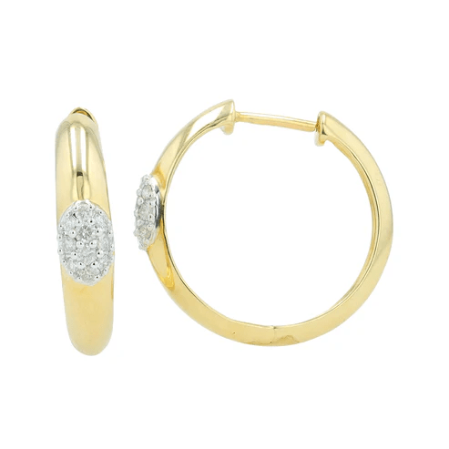 10K Yellow Gold Diamond Hoop Earrings – 0.25 CT Total Weight