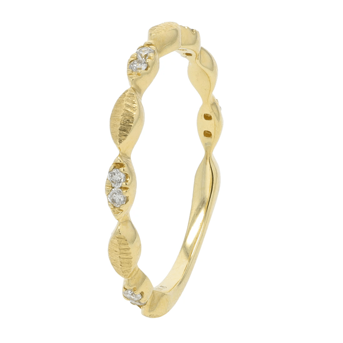 10K gold diamond stackable band with 0.10 carat diamonds

Luxury minimalist diamond stacking ring in yellow gold

Delicate 10K gold diamond band close-up sparkle

Fine jewelry stackable diamond ring modern design

Everyday diamond stacking band on white background