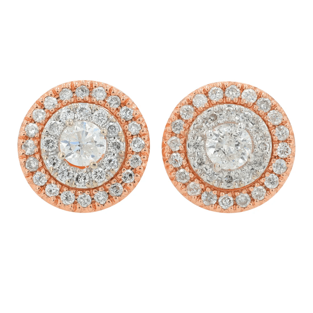 1.00 CTW Diamond Stud Earrings in 10K Rose Gold – Romantic Timeless Sparkle