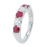 “18K white gold ruby and diamond band with .75 CTW rubies and .50 CTW diamonds”

“Close-up of ruby and diamond ring in polished white gold”

“Luxury gemstone band featuring round rubies and diamonds”

“White gold ruby stacking ring with diamond accents”

“Elegant ruby and diamond band photographed on white background”