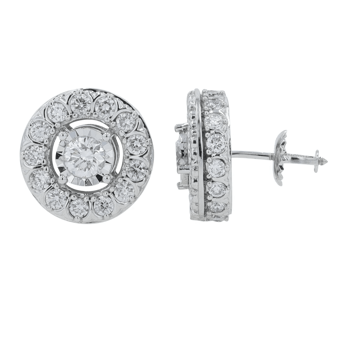 10K Gold 2.00 CTW Lab Grown Diamond Halo Stud Earrings – Statement Sparkle