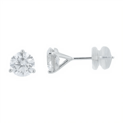10K Gold 2 CT Lab Grown Diamond Stud Earrings – Classic Three-Prong Design